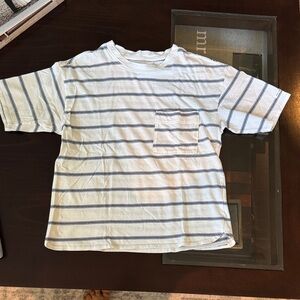 Zara Kids White and Blue Striped Tee
